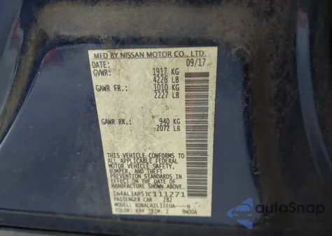 2018 Nissan Altima 2.5 Sr из США, поврежденный, VIN 1N4AL3AP5JC111271